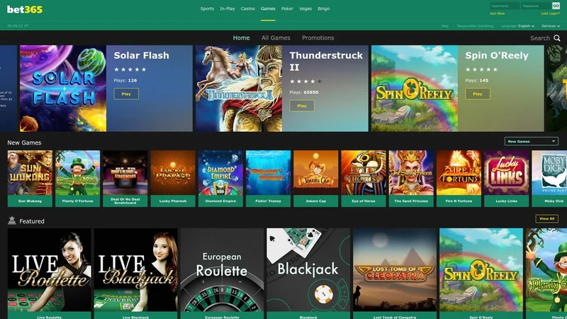 Bet 365 Casino live dealer games and slots selection
