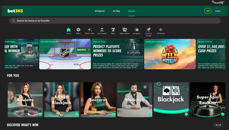 Bet 365 Casino login interface and methods